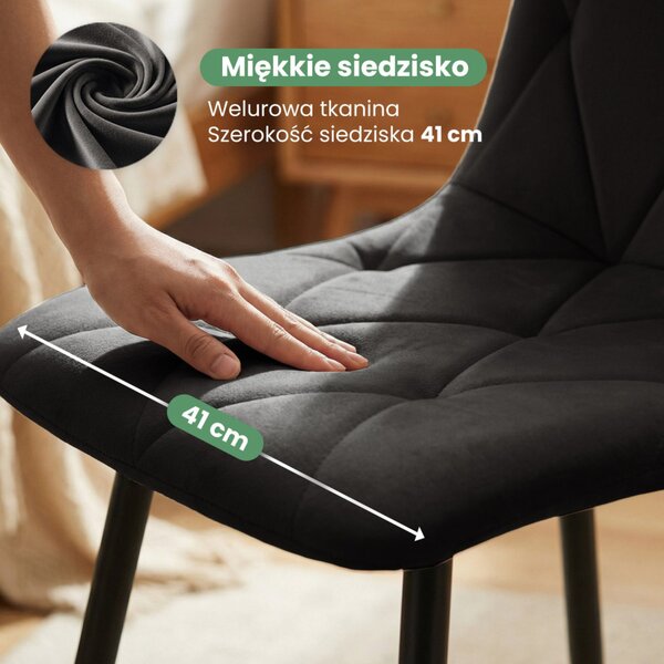 AKORD MILO Étkezőszék Welur Fekete Rombusz Steppelt