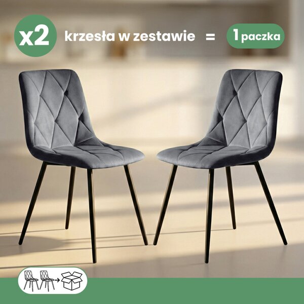 AKORD MILO Kárpitozott Szék Welur Sötét Grafit Fekete Lábakkal 2 db