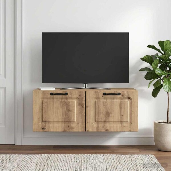 Fali TV szekrény 78,5 x 41 x 30 cm Kézműves Tölgy Szerelt Fa