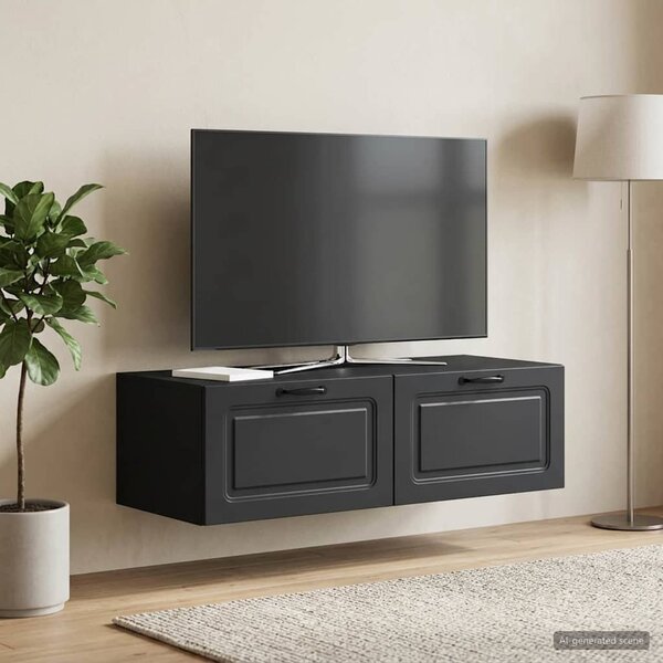 Fali TV szekrény Fekete 98 x 41 x 30 cm Szerelt Fa