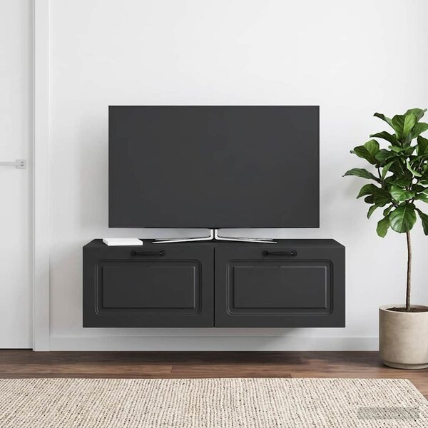 Fali TV szekrény Fekete 98 x 41 x 30 cm Szerelt Fa