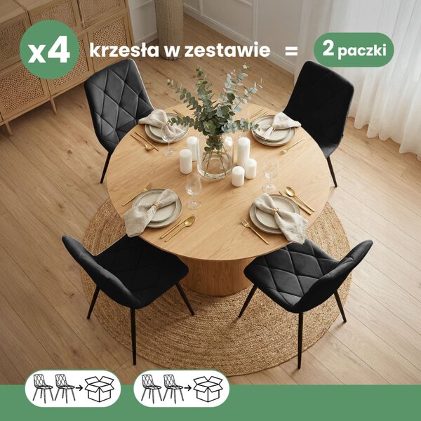 AKORD MILO Étkezőszék Welur Fekete Steppelt