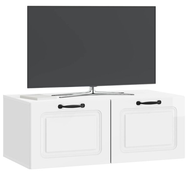 Fali TV szekrény Magasfényű Fehér 78,5 x 41 x 30 cm Szerelt Fa