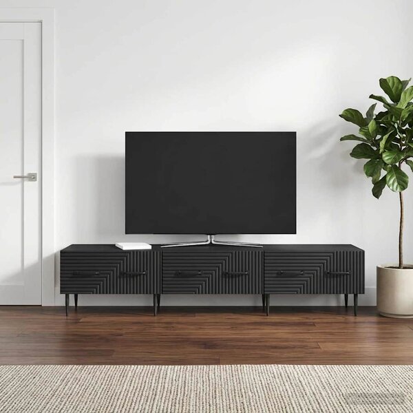 TV szekrény fiókkal Fekete 147 x 34,5 x 30 cm Szerelt Fa