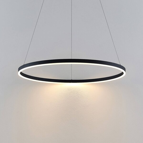 Arcchio Albiona LED lógó világítás, fekete, 1 gyűrű, Ø 80 cm, dimmelhető, Fekete, Konyha, fém, Modern