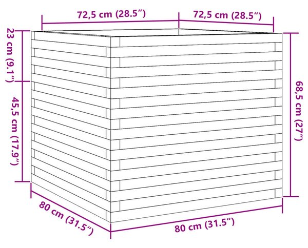 VidaXL Virágláda - Fehér Fenyőfa - 80x80x68,5cm