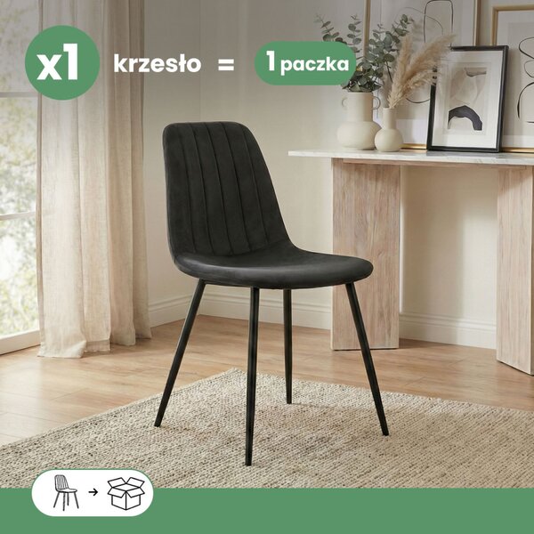 AKORD LUMO kárpitozott szék welúr fekete fekete lábakkal