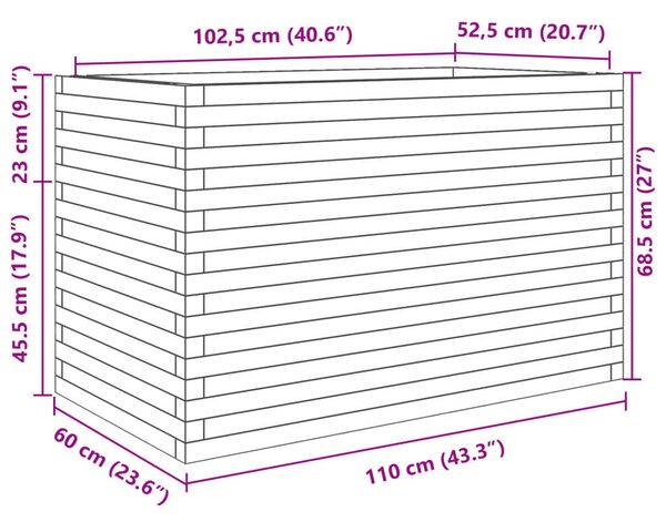 VidaXL Virágláda - Fenyőfa - Fehér - 110x60x68,5cm