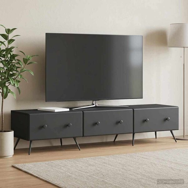 TV szekrény fiókkal Fekete 147 x 34,5 x 30 cm Szerelt Fa