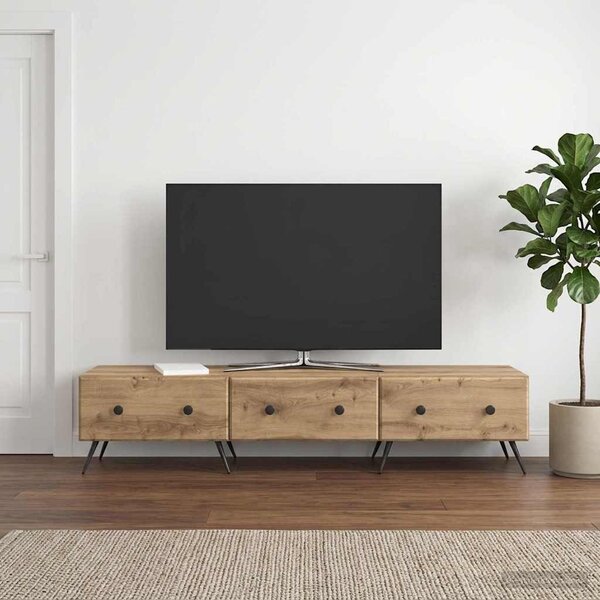 TV szekrény 147 x 34,5 x 30 cm Kézműves Tölgy Szerelt Fa