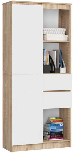 AKORD CLP R15 regál 80 cm laminált sonoma tölgy fehér fronttal
