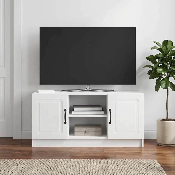 TV szekrény Magasfényű Fehér 102 x 34,5 x 47 cm Szerelt Fa