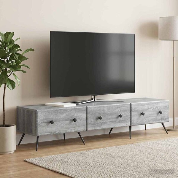 TV szekrény fiókkal Szürke Sonoma 147 x 34,5 x 30 cm Szerelt Fa