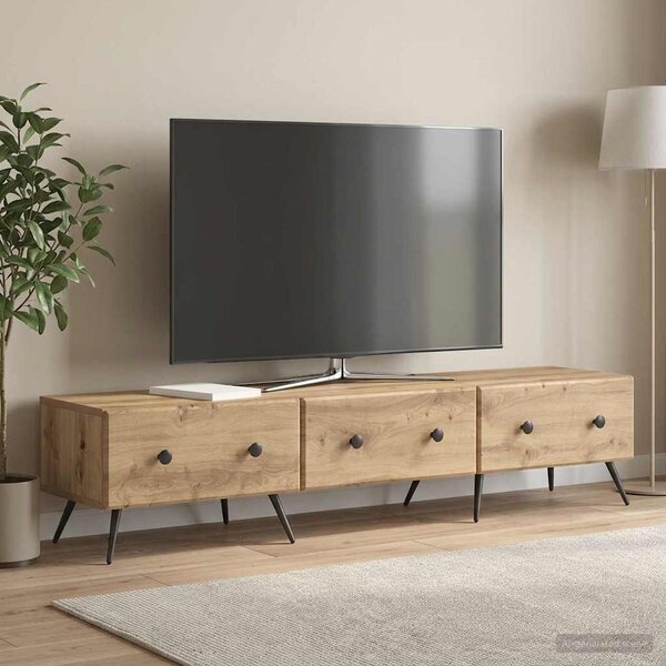 TV szekrény 147 x 34,5 x 30 cm Kézműves Tölgy Szerelt Fa