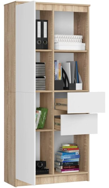 AKORD CLP R15 regál 80 cm laminált sonoma tölgy fehér fronttal