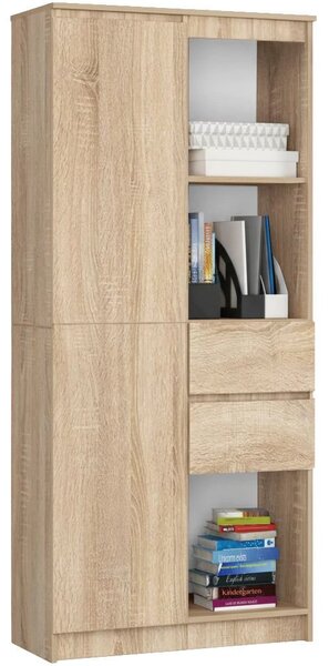 AKORD CLP R15 80 cm regál laminált sonoma tölgy 1 ajtós 2 fiókos