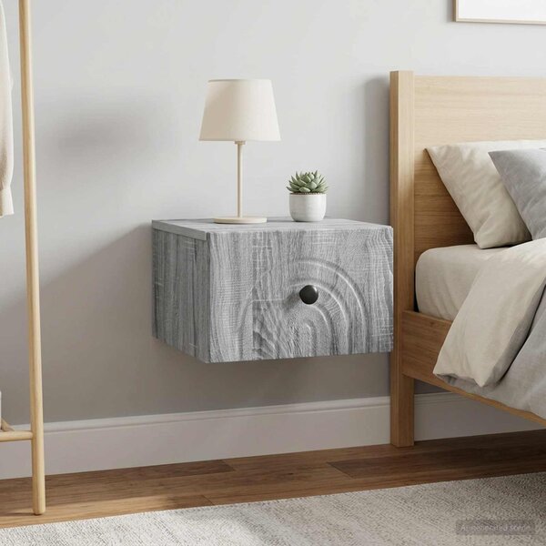 Fali éjjeli szekrény 2 db Szürke Sonoma 33 x 34,5 x 20 cm