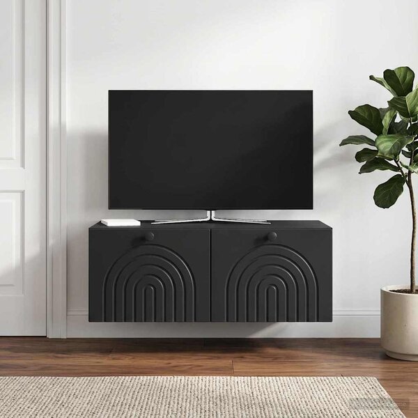 Fali TV szekrény Fekete 78,5 x 41 x 30 cm Szerelt Fa