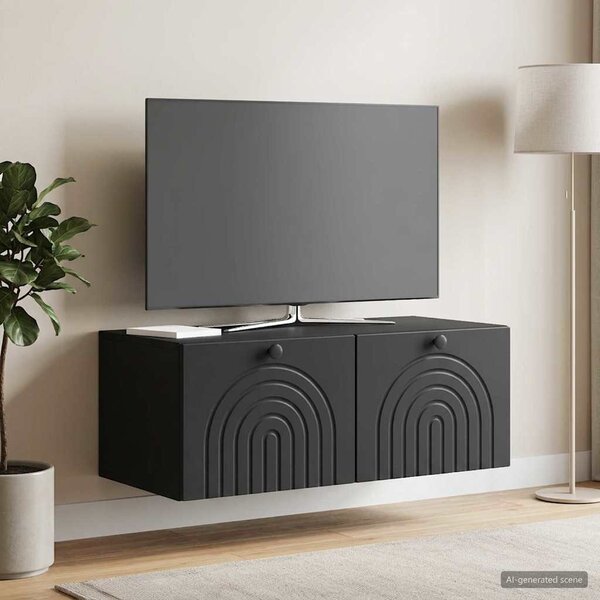 Fali TV szekrény Fekete 78,5 x 41 x 30 cm Szerelt Fa