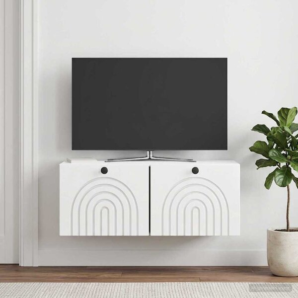 Fali TV szekrény Magasfényű Fehér 78,5 x 31 x 30 cm Szerelt Fa