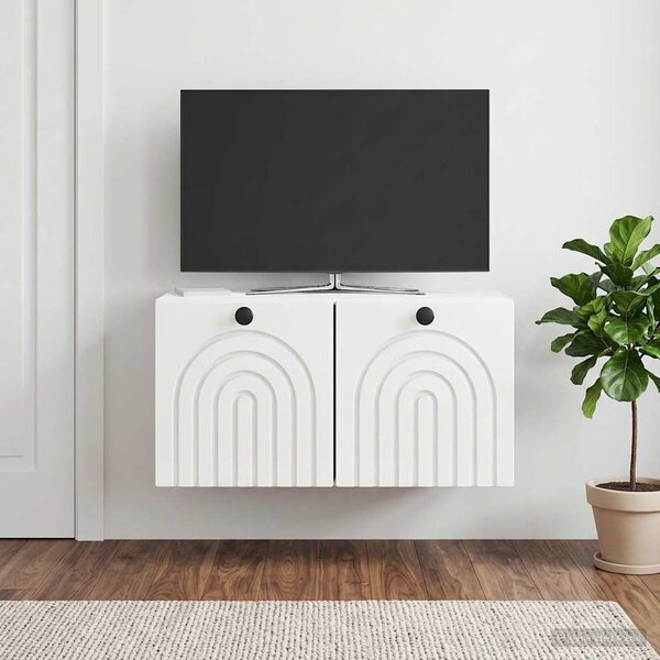 Fali TV szekrény Magasfényű Fehér 59,5 x 31 x 30 cm Szerelt Fa