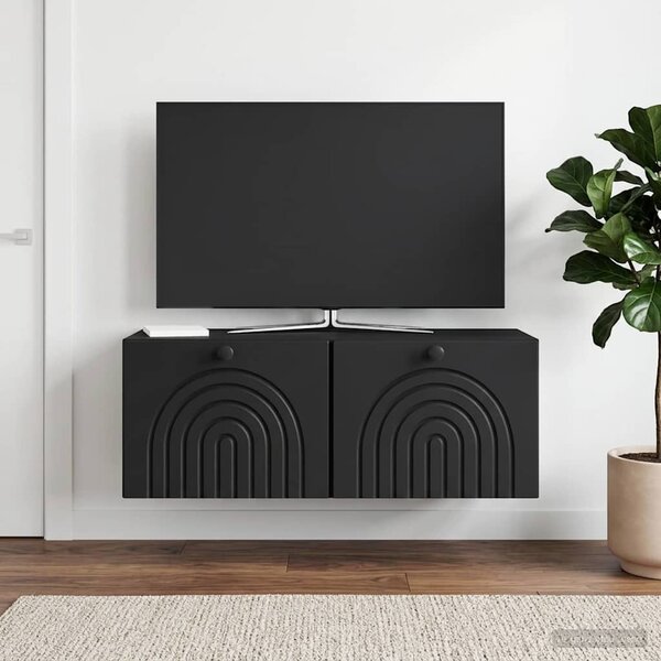 Fali TV szekrény Fekete 78,5 x 31 x 30 cm Szerelt Fa