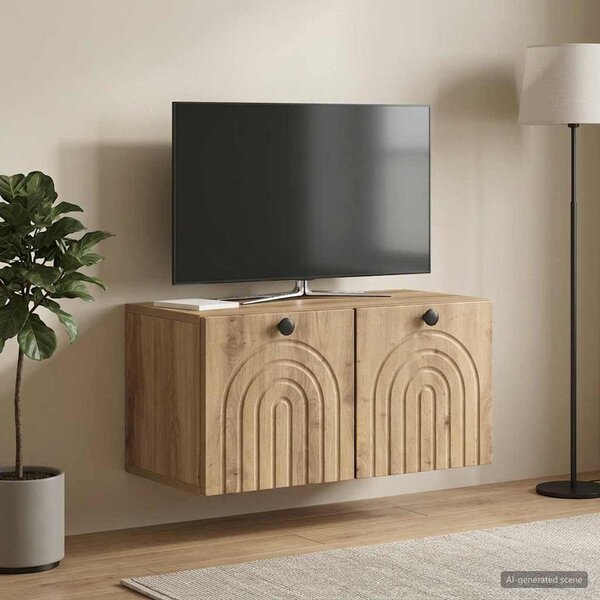 Fali TV szekrény 59,5 x 31 x 30 cm Kézműves Tölgy Szerelt Fa