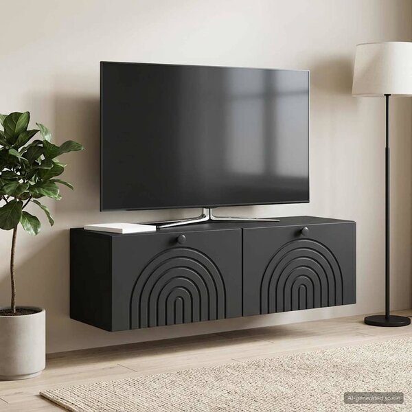 Fali TV szekrény Fekete 98 x 31 x 30 cm Szerelt Fa