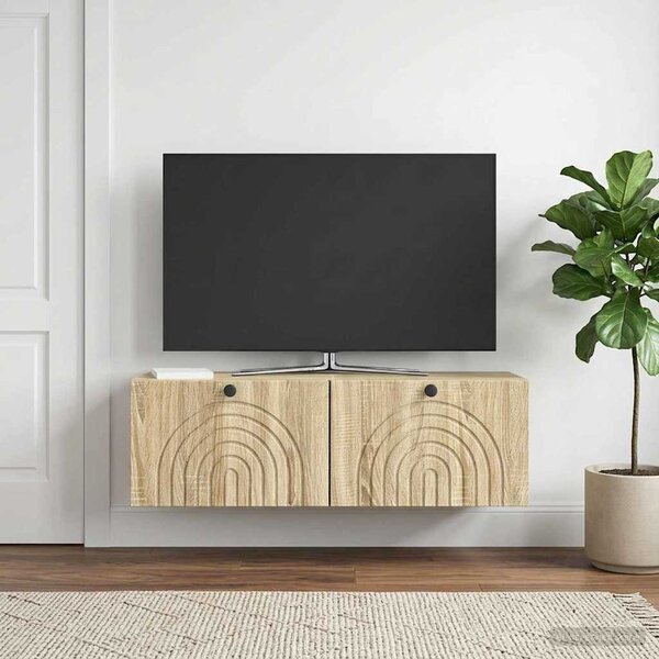 Fali TV szekrény Sonoma Tölgy 98 x 31 x 30 cm Szerelt Fa