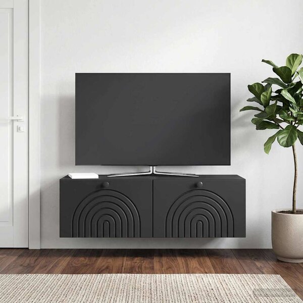 Fali TV szekrény Fekete 98 x 31 x 30 cm Szerelt Fa