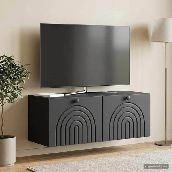 Fali TV szekrény Fekete 78,5 x 31 x 30 cm Szerelt Fa
