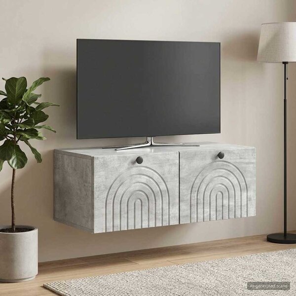 Fali TV szekrény Betonszürke 78,5 x 41 x 30 cm Szerelt Fa