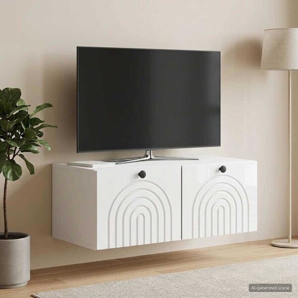 Fali TV szekrény Magasfényű Fehér 78,5 x 41 x 30 cm Szerelt Fa