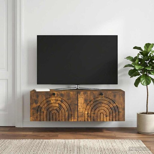 Fali TV szekrény Füstös Tölgy 98 x 31 x 30 cm Szerelt Fa