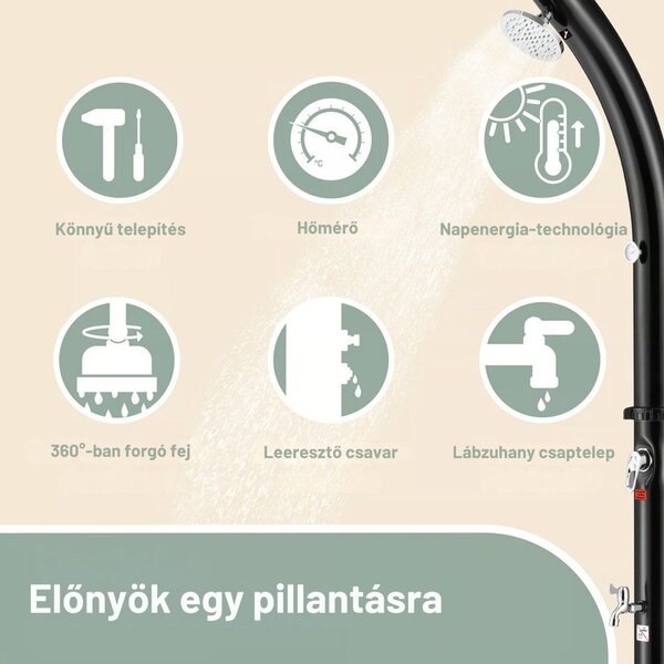 BOW napelemes zuhanyzó, 20l, fekete Monzana