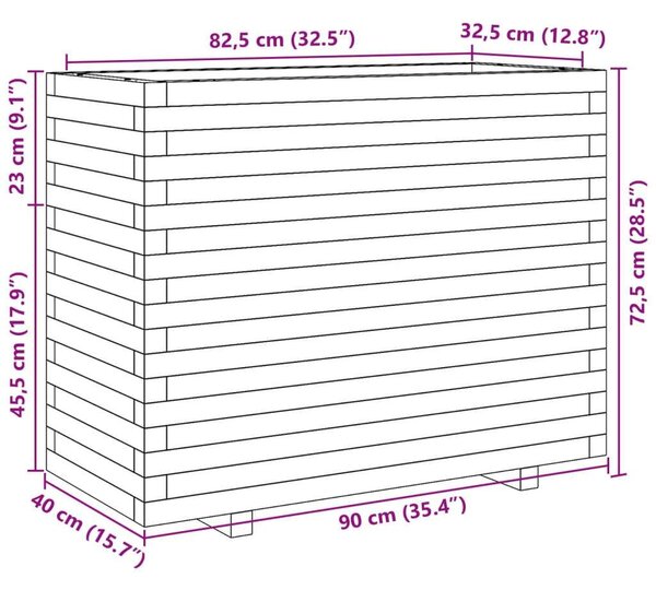 VidaXL Virágláda - Tömör Fenyőfa - 90x40x72,5 cm