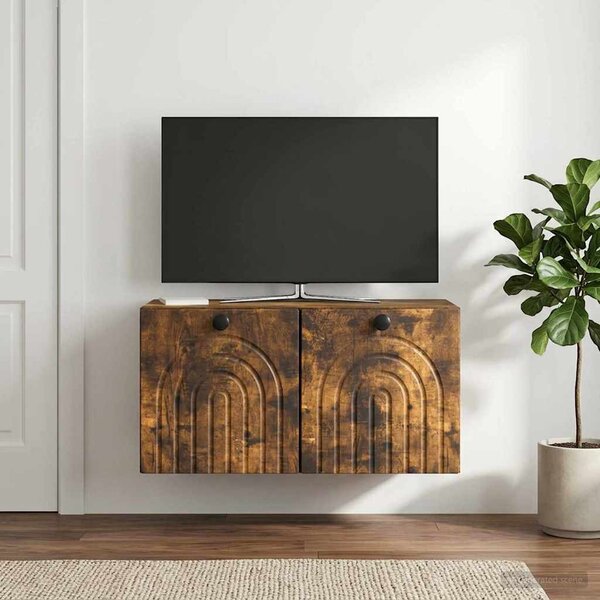 Fali TV szekrény Füstös Tölgy 59,5 x 31 x 30 cm Szerelt Fa