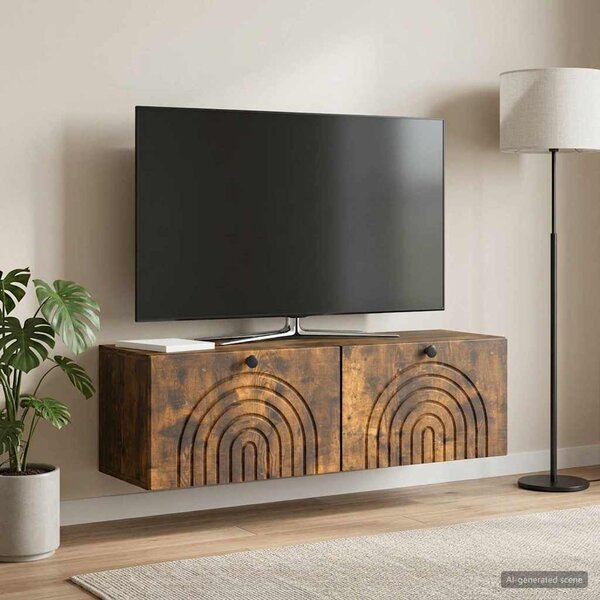 Fali TV szekrény Füstös Tölgy 98 x 31 x 30 cm Szerelt Fa