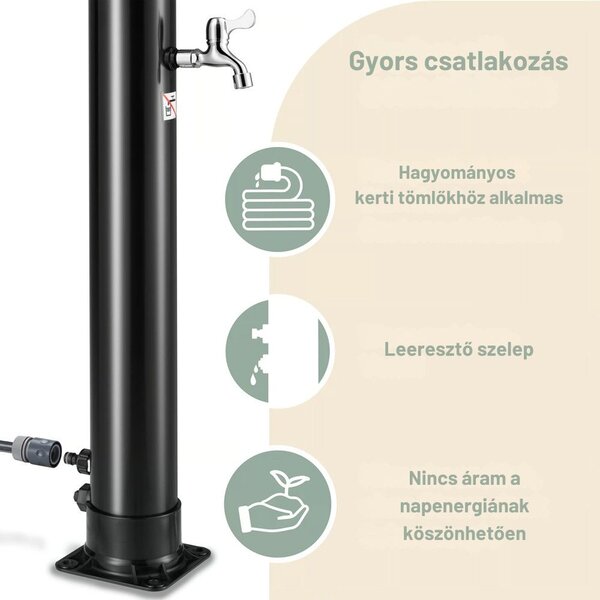 BOW napelemes zuhanyzó, 20l, fekete Monzana