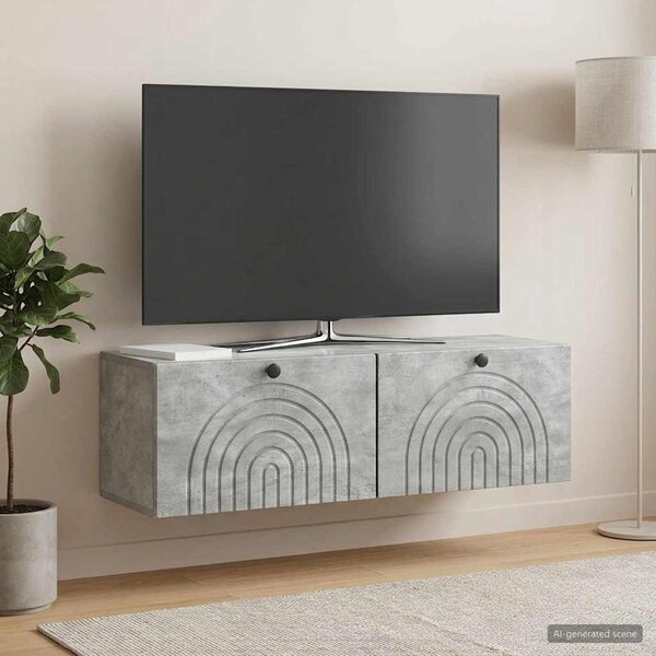 Fali TV szekrény Betonszürke 98 x 31 x 30 cm Szerelt Fa
