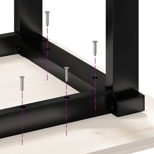VidaXL tömör fenyőfa és öntöttvas étkezőasztal O-vázzal 160x80x75,5 cm