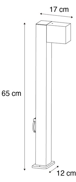 Kültéri lámpa fekete színben, földbe szúrható tüskével és kábeltömítéssel, 65 cm, foglalattal, IP44 - Baleno