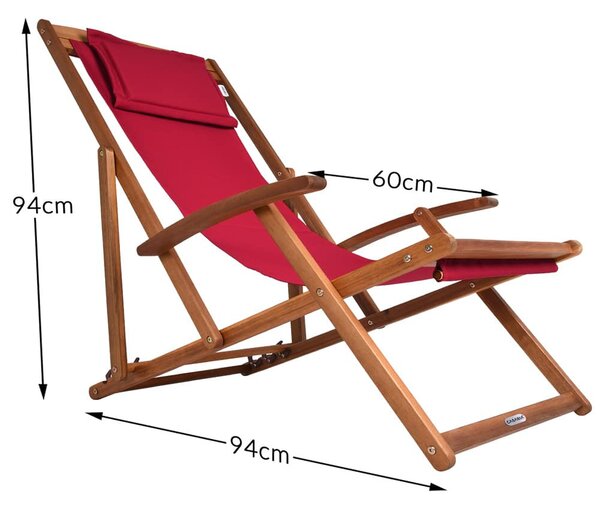 Napágy, piros akácfa, kültéri teraszra, 94 x 60 x 94 cm