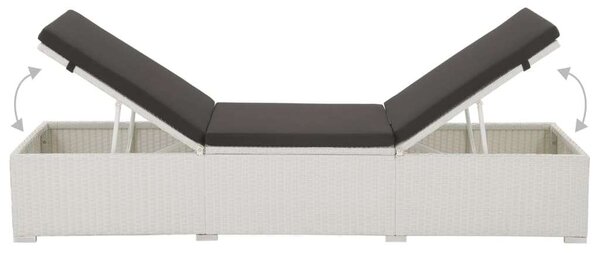 VidaXL Napozóágy - Polyrattan - Fehér - 195x60cm