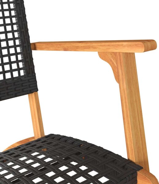 VidaXL 3 részes fekete polyrattan és akácfa bisztrószett