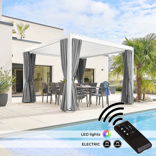 DEOKORK Kerti alumínium pavilon elektromos MEGAN 3,6x3,6 m (fehér)