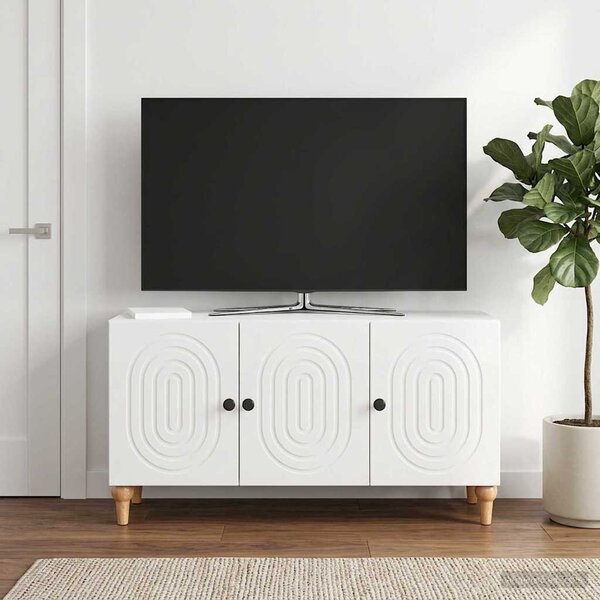 TV szekrény 99 x 34,5 x 50 cm Magasfényű Fehér Szerelt Fa