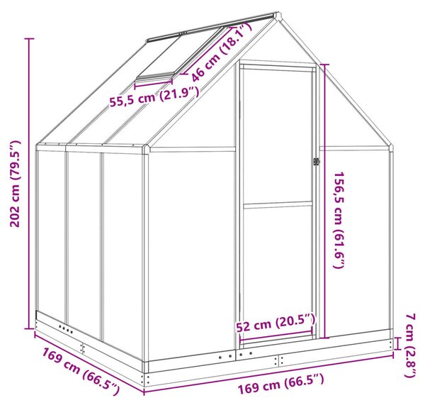 VidaXL Üvegház - Alumínium - 2,86 m²