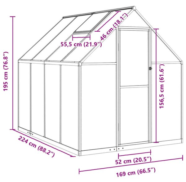 VidaXL Üvegház - Alumínium - 3,79m²