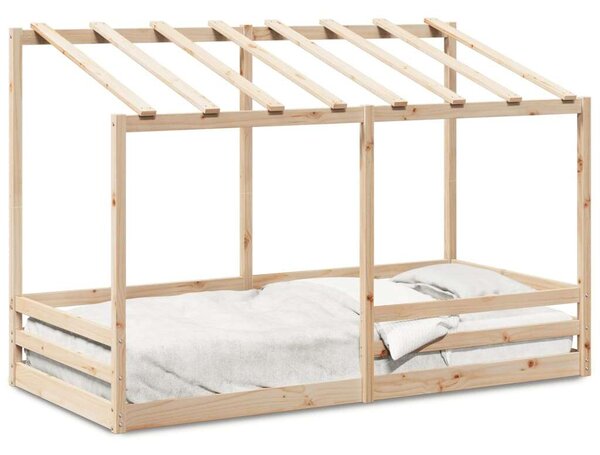 VidaXL tömör fenyőfa gyerekágy tetővel 90 x 200 cm